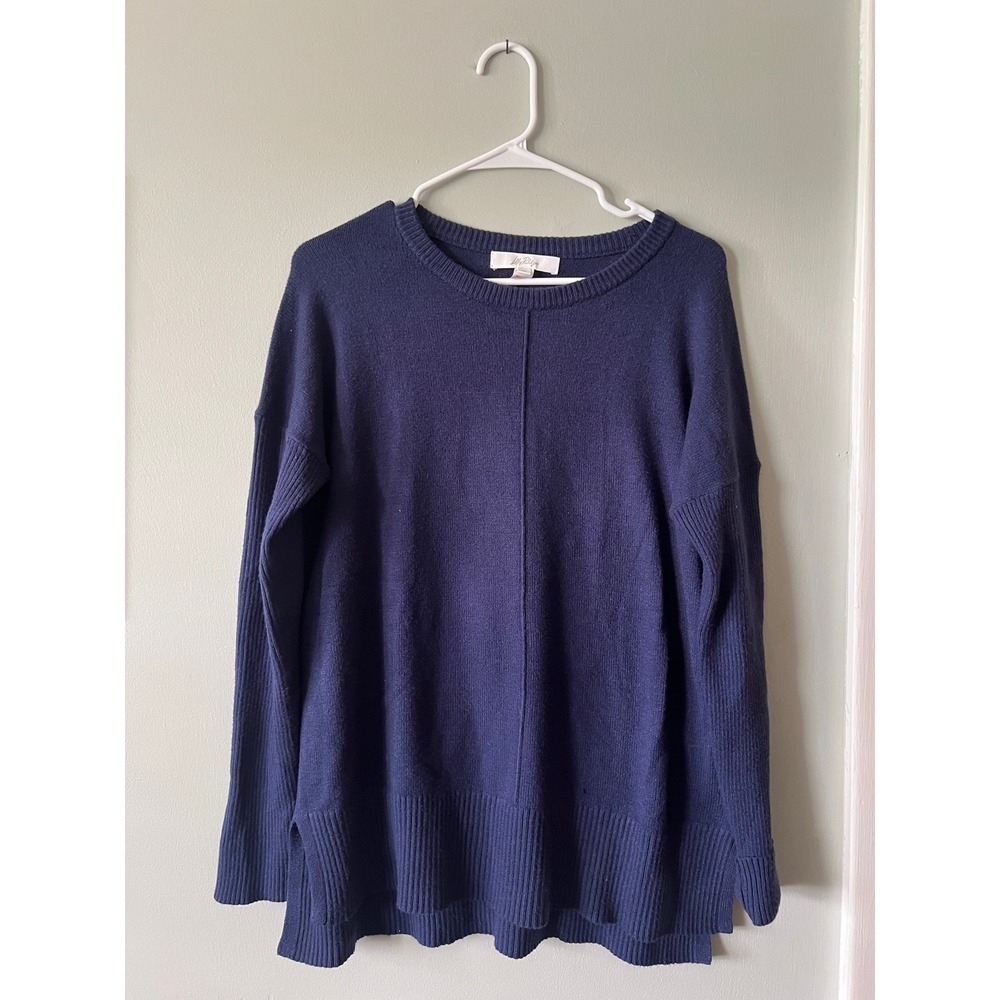 Lilly Pulitzer Sweater Round Neck Long Sleeve Navy Blue Preppy Women Size Medium